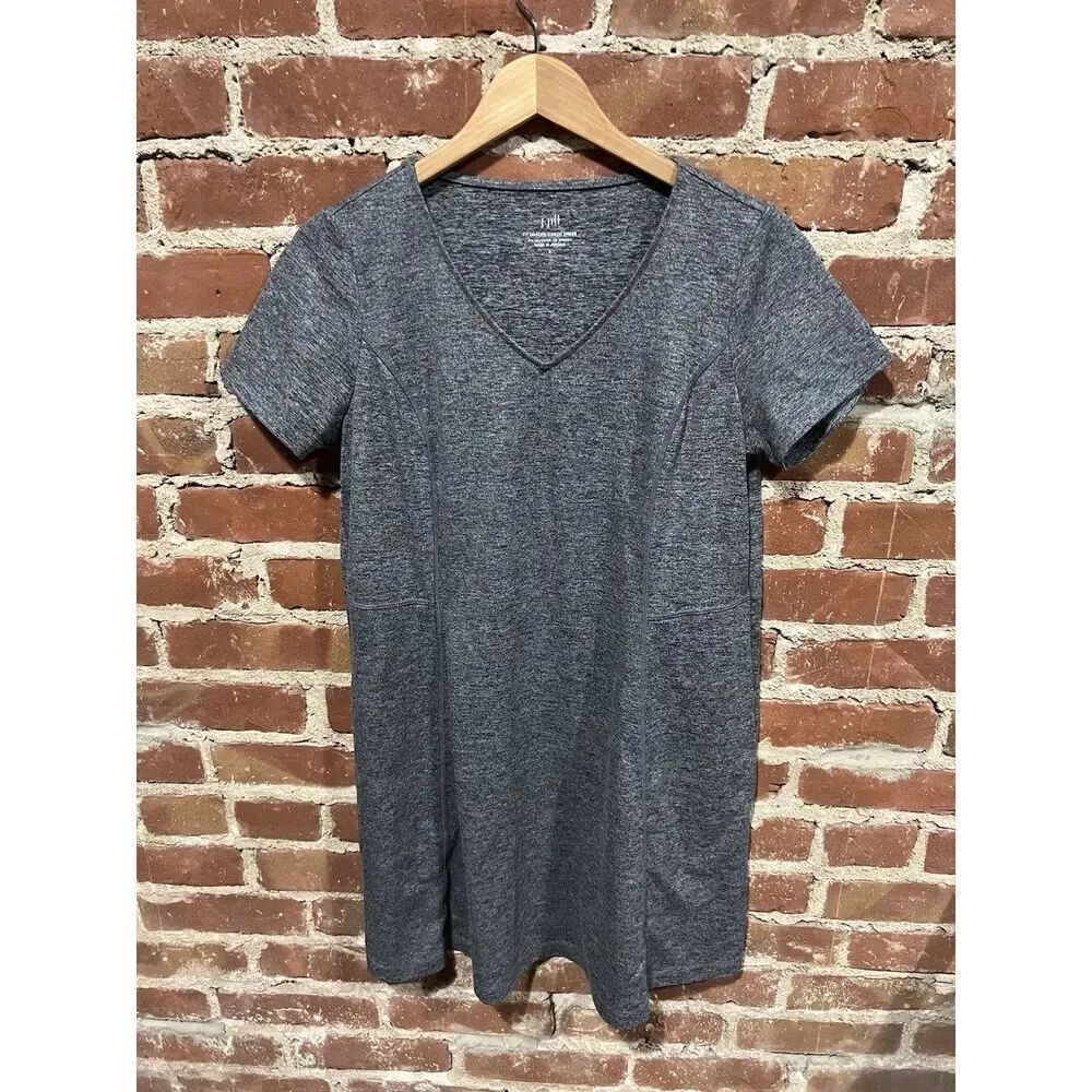 J Jill Fit Marled V-Neck Dress with Pockets Size Small Activewear Grey Casual